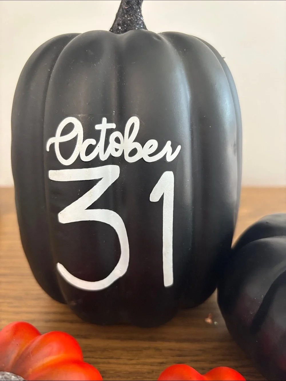 October 31 Black Decorative Pumpkin Set - Halloween Table Decor